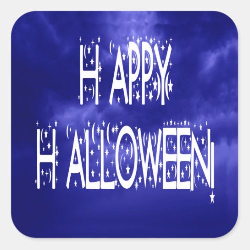 Nighttime Blue Happy Halloween Text Sticker