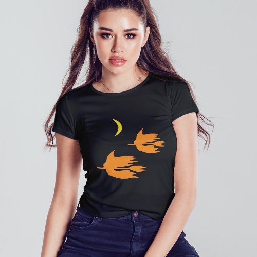 Nighttime Broom Ride _ Halloween Witch Image  T_Shirt