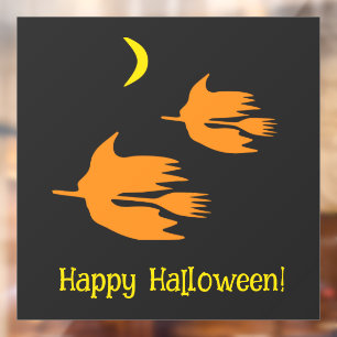 Nighttime Broom Ride - Happy Halloween! witches. Window Cling