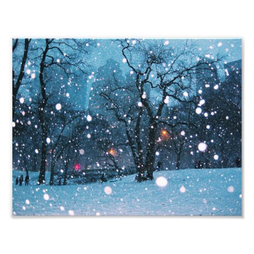 Nighttime City Snow Photo Print