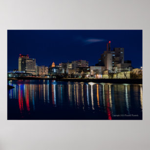 Nighttime Cityscape of Rochester, Minnesota Poster