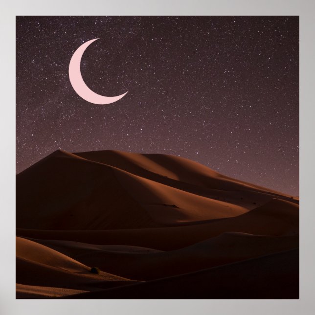 Nighttime Desert Half Moon Poster (Front)