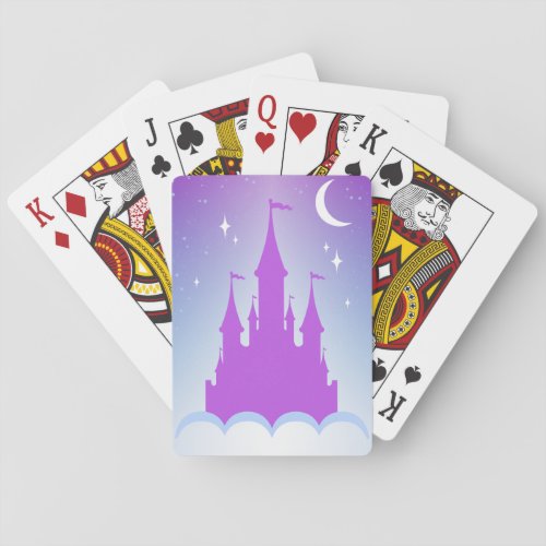 Nighttime Dreamy Castle In The Clouds Starry Sky Poker Cards