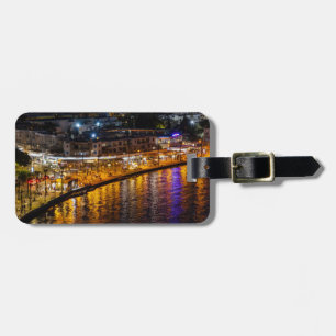 Nighttime drone view of Paphos Seafront Luggage Tag