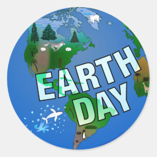 Nighttime Earth Day Classic Round Sticker