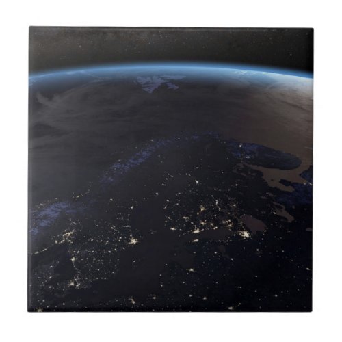 Nighttime Far Northern Europe Ceramic Tile