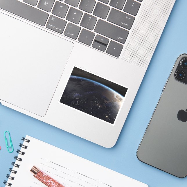 Nighttime Far Northern Europe Sticker (Laptop w/ iPhone)