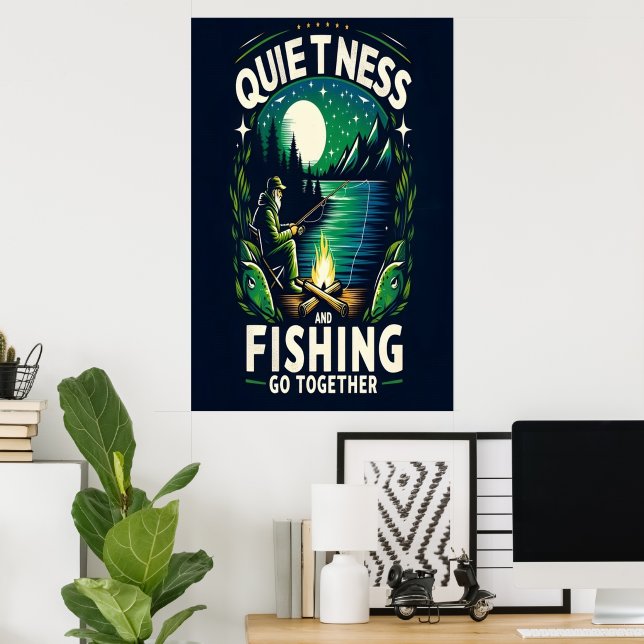 Nighttime Fishing Serenity Poster (Home Office)
