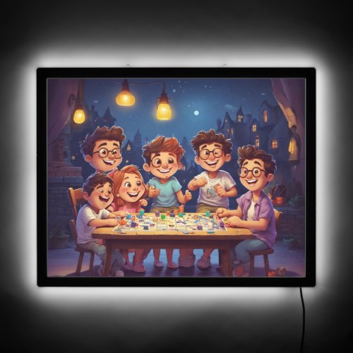 Nighttime Fun Cartoon Friends Board Game Illumina LED Sign
