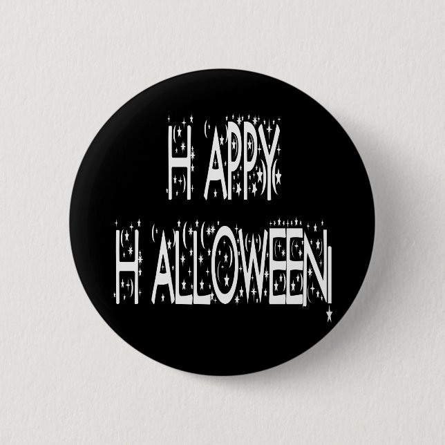 Nighttime Happy Halloween Text Pinback Button (Front)