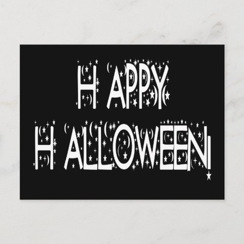 Nighttime Happy Halloween Text Postcard