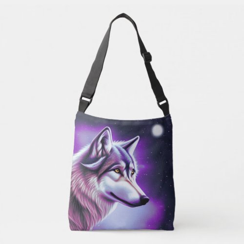 Nighttime Mystical Wolf Crossbody Bag