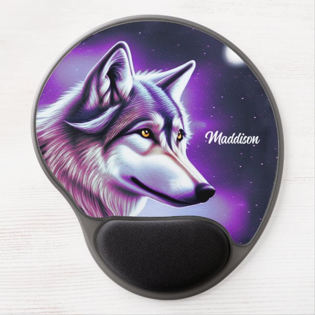 Nighttime Mystical Wolf Gel Mouse Pad (Front)