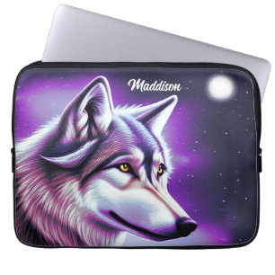 Nighttime Mystical Wolf Laptop Sleeve