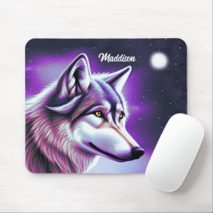 Nighttime Mystical Wolf Mouse Pad