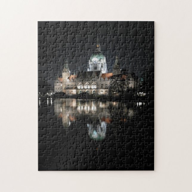 Nighttime Reflections in Hanover, Germany Puzzle (Vertical)