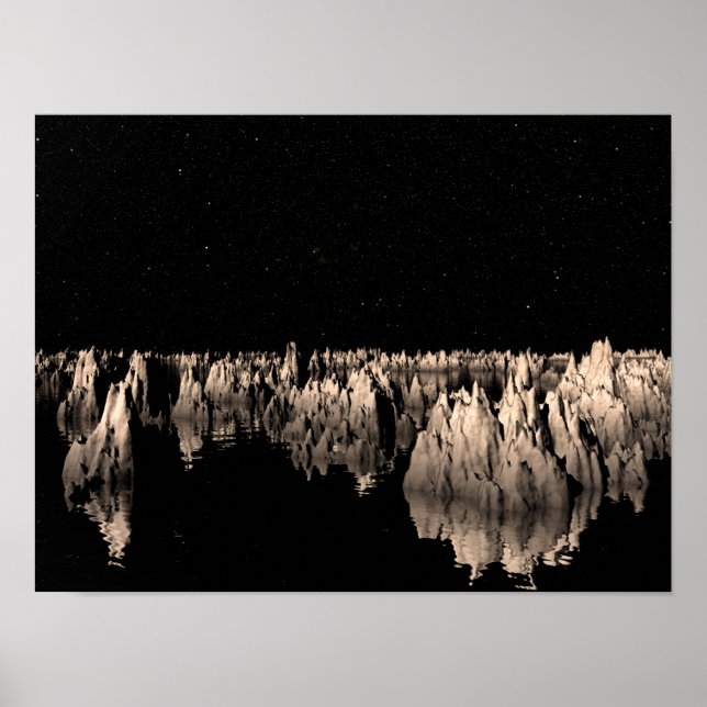 Nighttime Rock Formations Under Stars Poster (Front)