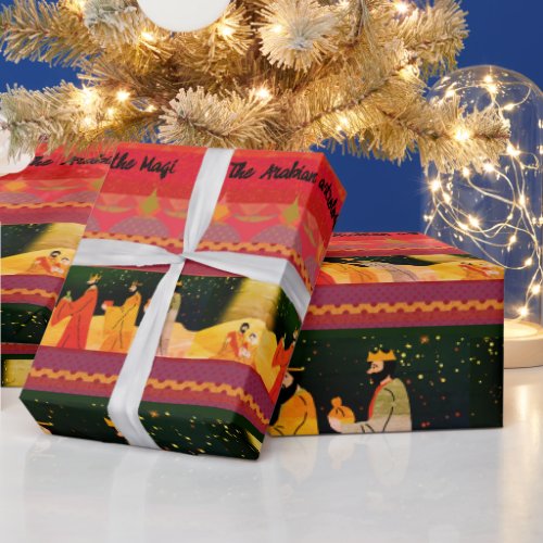 Nighttime Script Three Wise Men Christmas  Wrapping Paper