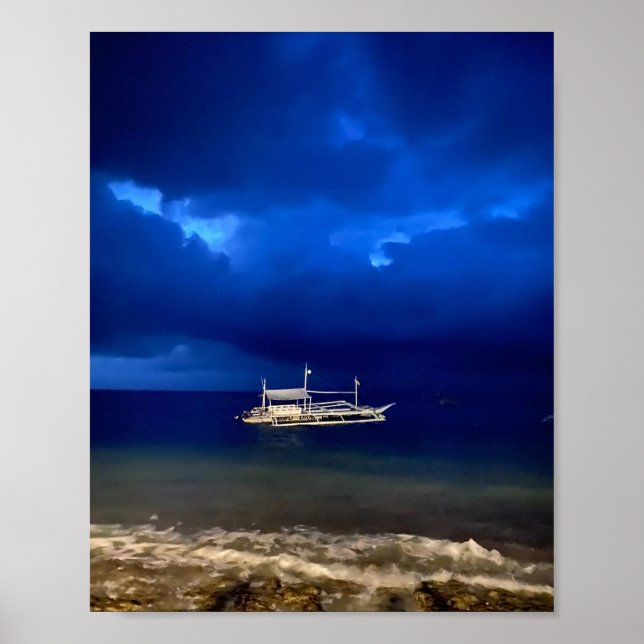 Nighttime seascape.  poster (Front)