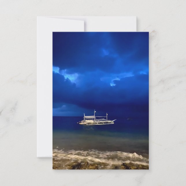 Nighttime seascape.  poster pedestal sign thank you card (Front)