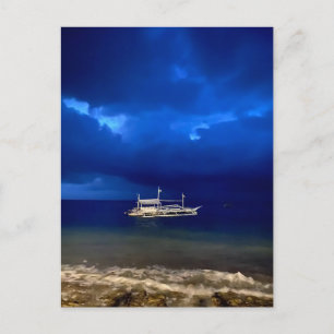 Nighttime seascape. poster postcard