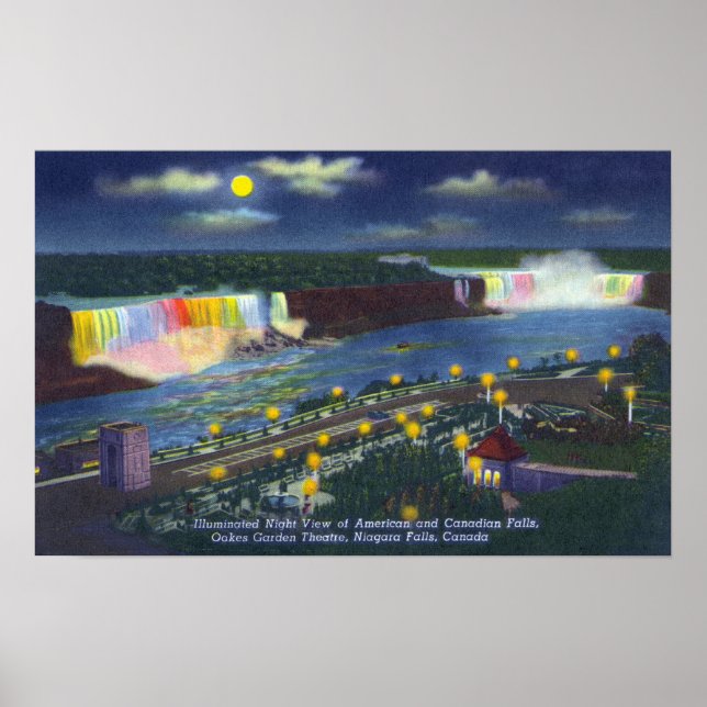 Nighttime View of Oakes Garden Theatre and Poster (Front)