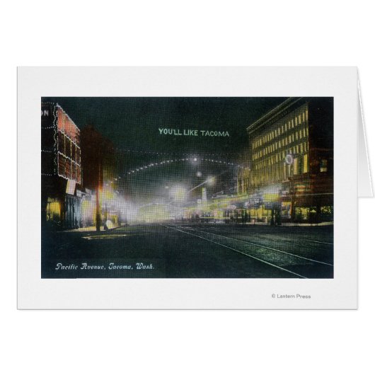 Nighttime View of Pacific Avenue Cards (Front Horizontal)