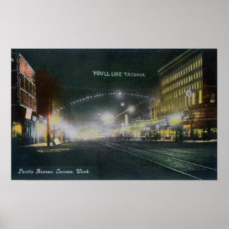 Nighttime View of Pacific Avenue Poster