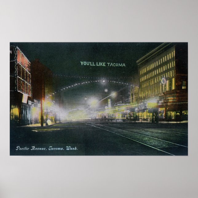 Nighttime View of Pacific Avenue Poster (Front)