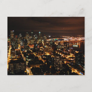 Nightview of Seattle Postcard