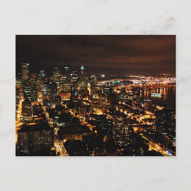 Nightview of Seattle Postcard (Front)