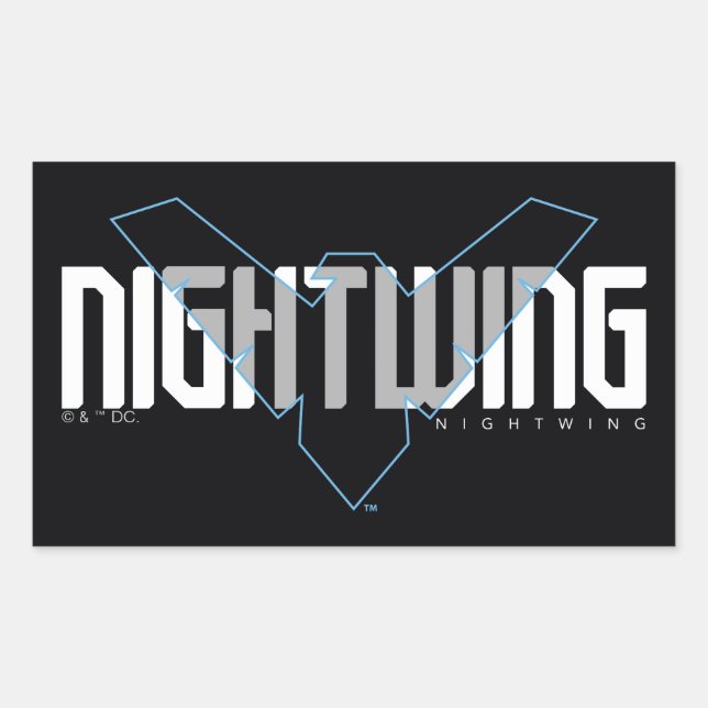 Nightwing Hi-Tech Name Graphic Rectangular Sticker (Front)