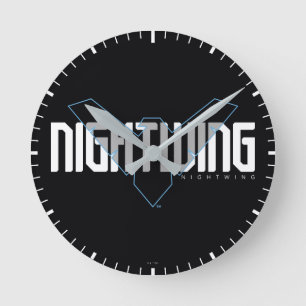 Nightwing Hi-Tech Name Graphic Round Clock