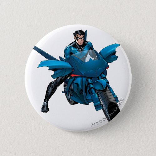 Nightwing on bike pinback button