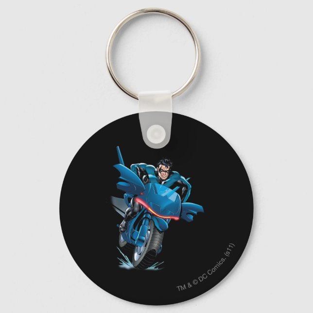 Nightwing rides bike keychain (Front)