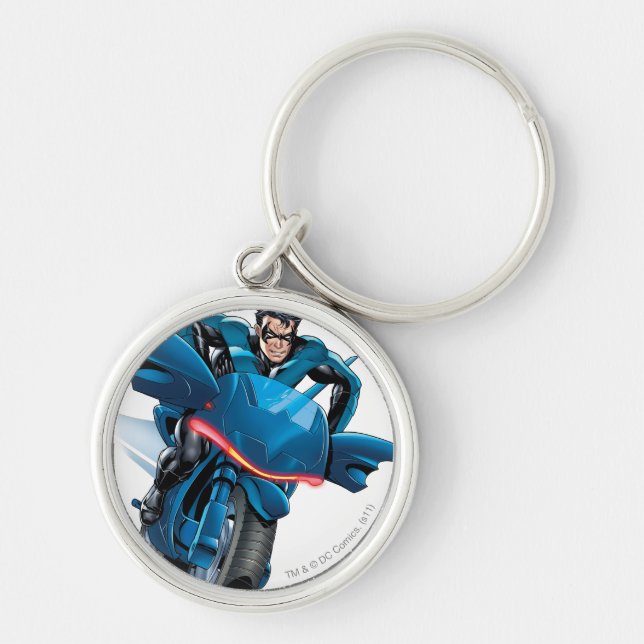 Nightwing rides bike keychain (Front)