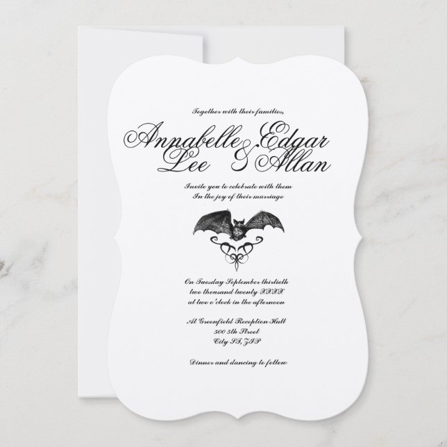 Nightwings- Elegant Gothic Wedding Invitation (Front)