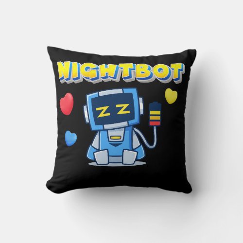 Nighty_Night_Bot Throw Pillow