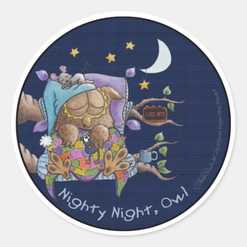 Nighty Night Owl Classic Round Sticker