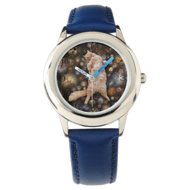 Nighty Nighty Kitty Cat,  Kids Leather Watch (Front)
