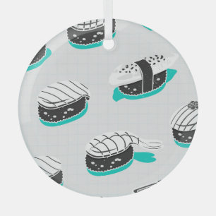 Nigiri sushi, neon vintage pattern. glass ornament