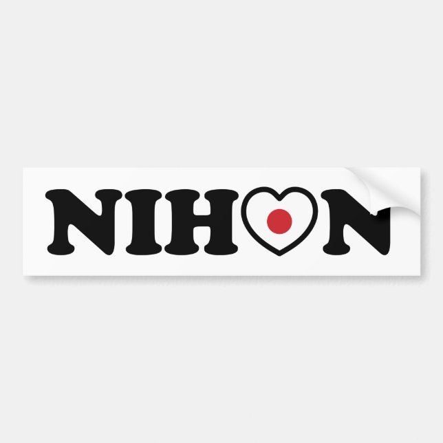 Nihon Love Heart Flag Bumper Sticker (Front)