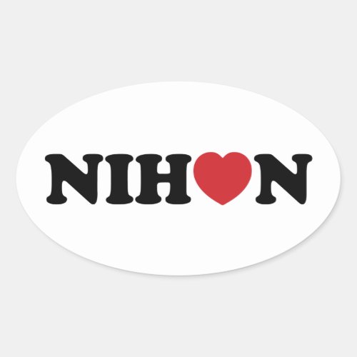 Nihon Love Heart Oval Sticker
