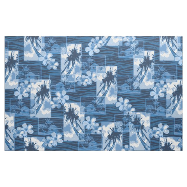 Niihau Island Hawaiian Plumeria and Palm Tree Fabric (Fat Quarter)