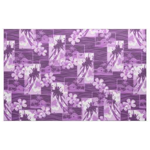 Niihau Island Hawaiian Plumeria and Palm Tree Fabric