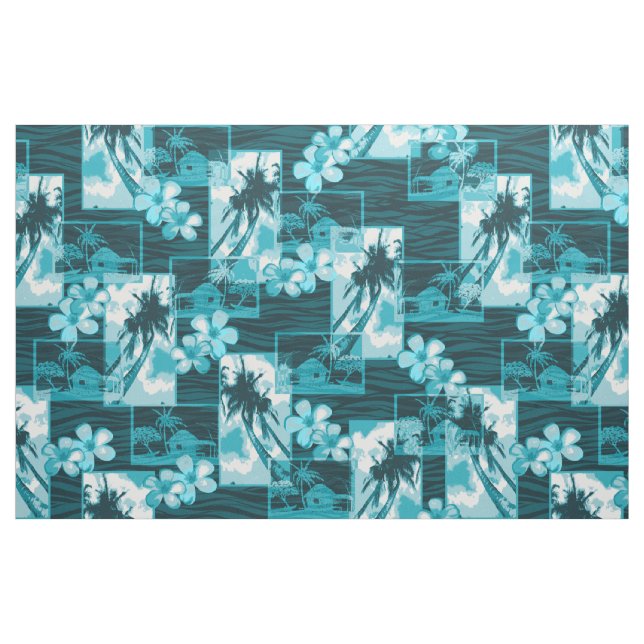 Niihau Island Hawaiian Plumeria and Palm Tree Fabric (Fat Quarter)