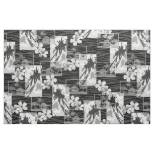 Niihau Island Hawaiian Plumeria and Palm Tree Fabric