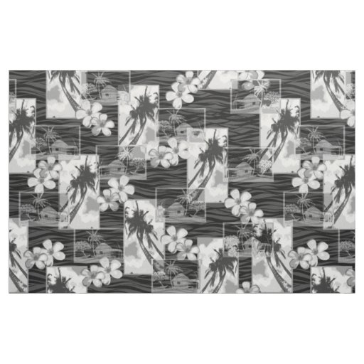 Niihau Island Hawaiian Plumeria and Palm Tree Fabric