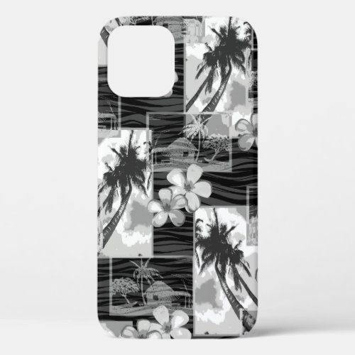 Niihau Island Hawaiian Plumeria Palm Tree Black iPhone 12 Pro Case