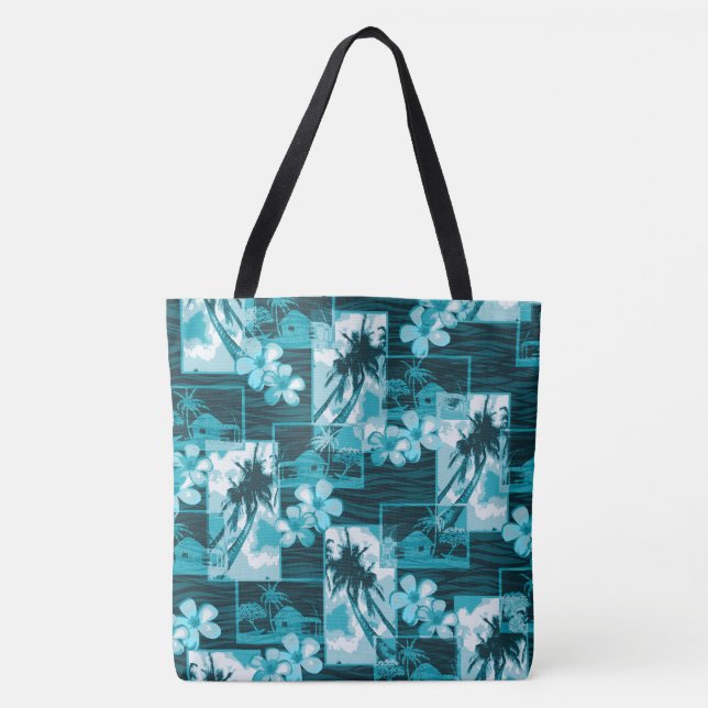 Niihau Island Hawaiian Plumeria Palms Beach Bag (Front)